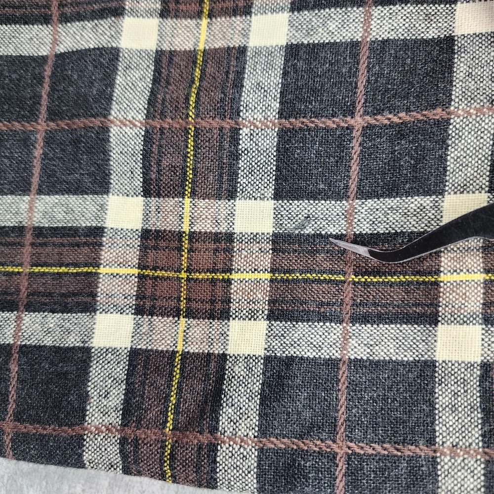 Vintage Skirt Women XXS Black Brown Plaid Pencil Faux Wrap Button Front Side Zip - Picture 6 of 10